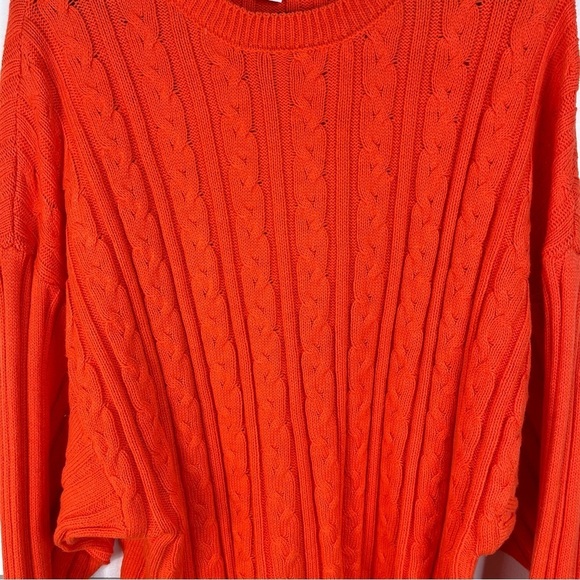 2/$25 Crown & Ivy Bright Orange Knit Woven Preppy Business Casual Sweater XL - Picture 7 of 14